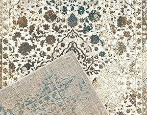 6495 Distressed Cream 5 x 7 Area Rug Carpet Large