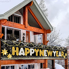 Load image into Gallery viewer, Xtralarge, Happy New Year Banner 2023 - 120x20 Inch | Happy New Years Yard Banner, Nye Decorations 2023 | Happy New Year Yard Sign | Happy New Year Decorations 2023, New Years Eve Party Supplies 2023
