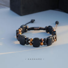 Load image into Gallery viewer, Triple Protection Crystal Stone Bracelets for Men, Natural Black Tourmaline Mens Bracelet Beads Lava Tiger Eye Bracelet, HASKARE Healing Bracelet Unique Christmas Fathers Day Bracelet Gifts for Men
