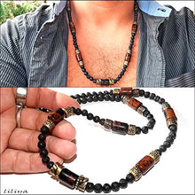 Load image into Gallery viewer, Men Long Necklace - Real Gemstone Necklace men neckless men's necklace Handmade
