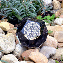 Load image into Gallery viewer, Orgonite Crystal – Black Tourmaline Emf Protection Orgone energy Generator- Flower of Life Orgonite Dodecahedron Healing Crystal for – Mood Swing Boost Immune System Chakra Balance

