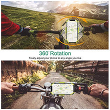 Load image into Gallery viewer, ihens5 Bike Phone Mount, Motorcycle &amp; Mountain Bike Handlebar Phone Mount Bicycle Golf Cart Stroller Cell Phone Holder with Rubber Strap 360 Degrees Rotate for iPhone X 8 7 6 6s Plus Samsung (Green)
