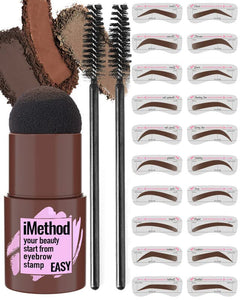 iMethod Eyebrow Stamp and Eyebrow Stencil Kit - Eyebrow Stamp and Shaping Kit for Perfect Brow, 20 Eyebrow Stamp Stencils Kit, Long-lasting, Waterproof, Brown