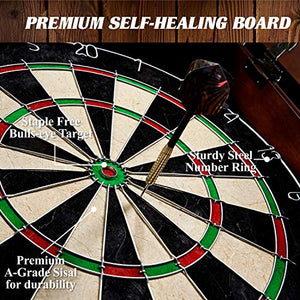 BARRINGTON BILLIARDS COMPANY Bristle Dartboard Cabinet Set: Professional Hanging Classic Sisal Dartboard with Self Healing Bristles and Accessories