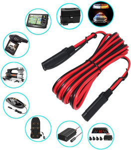 KUNCAN 12FT Sae to Sae 2 Pin Extension Cable DC Power 16awg Heavy Duty Battery Quick Disconnect/Connect Wire Harness with Sae Connectors with Dust Cap