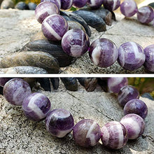 Load image into Gallery viewer, Chengmu 12mm Banded Amethyst Stretch Bracelet for Men Natural Round Beads Semi Precious Gemstone for Crystal Elastic Beaded Bracelet 8&quot;
