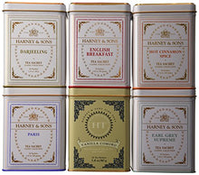 Load image into Gallery viewer, Harney &amp; Sons Tea Tins Variety Pack - Hot Cinnamon Spice, English Breakfast, Paris, Vanilla Comoro, Earl Grey Supreme, Darjeeling
