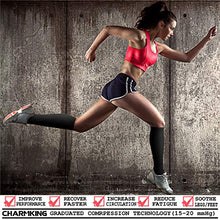 Load image into Gallery viewer, CHARMKING Compression Socks for Women &amp; Men Circulation (3 Pairs) 15-20 mmHg is Best Athletic for Running, Flight Travel, Crossfit, Cycling, Pregnant - Boost Performance, Durability (S/M, Black)
