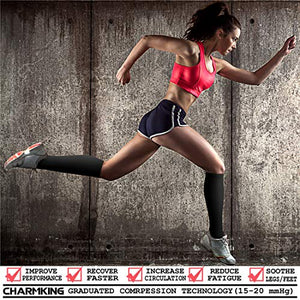 CHARMKING Compression Socks for Women & Men Circulation (3 Pairs) 15-20 mmHg is Best Athletic for Running, Flight Travel, Crossfit, Cycling, Pregnant - Boost Performance, Durability (S/M, Black)