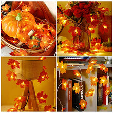 Load image into Gallery viewer, Fall Decoration Thanksgiving Decor Fireplace Scarf Maple Leaves Mantle Scarf Holiday Fireplace Decorations with Maple Leaves String Lights 20 LED Fall String Lights for Home Indoor Decoration
