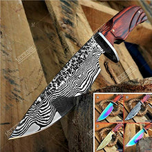 Load image into Gallery viewer, 10&quot; Tactical Knife Survival Knife Hunting Knife FULL TANG Fixed Blade Knife Etched Damascus Razor Sharp Edge Camping Accessories Camping Gear Survival Kit Survival Gear Tactical Gear 51596 (Silver)
