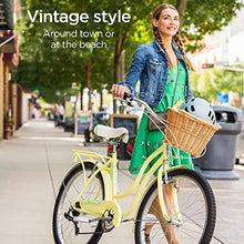 Load image into Gallery viewer, Schwinn Perla Women's Cruiser Bicycle, Featuring 18-Inch Step-Through Steel Frame and 7-Speed Drivetrain with Front and Rear Fenders, Rear Rack, and 26-Inch Wheels, Pink
