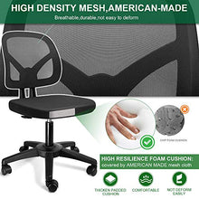 Load image into Gallery viewer, KOLLIEE Armless Mesh Office Chair Ergonomic Comfortable Armless Desk Chair Small Black Adjustable Computer Chair No Armrest Mid Back Swivel Task Chair for Small Spaces
