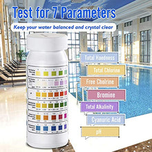 Load image into Gallery viewer, SuperCheck 6-in-1 Test Strips for Testing Chemicals Content in Pool and Spa, 7 Parameters, 50 Count, Swimming Water Test Kit for Chlorine, Bromine, pH, Alkalinity, Cyanuric Acid and Hardness Levels
