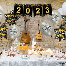 Load image into Gallery viewer, Large, Happy New Year 2023 Banner - 8 Feet, No DIY | Happy New Year Sign, New Years Eve Party Supplies 2023 | Happy New Year Banner 2023 Sign for NYE Decorations 2023 | NYE 2023 New Years Decorations
