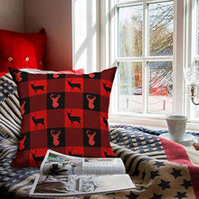 Load image into Gallery viewer, Hexagram Red Buffalo Check Plaid Christmas Pillow Cover 18x18,Cotton Line Christmas Throw Pillow Cover Farmhouse Christmas Decor for Home Couch,Winter Holiday Pillow Cover
