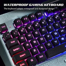 Load image into Gallery viewer, Wireless Gaming Keyboard and Mouse Combo, Rainbow Backlit Rechargeable Keyboard Mouse with 3800mAh Battery, Metal Panel Mechanical Feel Keyboard with Removable Hand Rest (Black)
