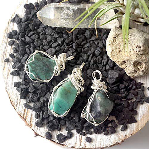 Load image into Gallery viewer, Genuine Natural Raw Emerald Crystal Pendant Necklace - Wire Wrapped Sterling Silver - May Birthstone Jewelry - Crystal Gift for Him and Her