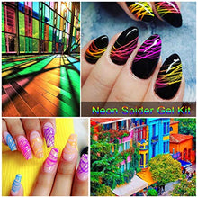 Load image into Gallery viewer, 6 Colors Spider Gel, Saviland Fluorescent Matrix Gel with Summer Gel Paint Design Nail Art Wire Drawing Gel for Line (Red Pink Orange Purple Green)
