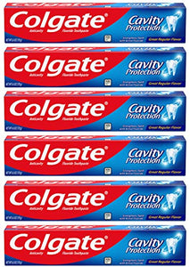 Colgate Cavity Protection Toothpaste with Fluoride -White 6 Ounce (Pack of 6)