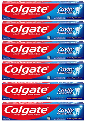 Colgate Cavity Protection Toothpaste with Fluoride -White 6 Ounce (Pack of 6)