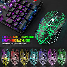 Load image into Gallery viewer, Wireless Gaming Keyboard Mouse and Wired Headphone with Ergonomic 87 Key Rainbow Backlight Rechargeable 3800mAh Battery Mechanical Feel Anti-ghosting Mouse pad for PC Laptop Gamer Typist(Black RGB)
