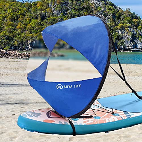 Arya Life 42 inches Downwind Wind Sail Kit Kayak Wind Sail Kayak Paddle Board Accessories, Easy Setup & Deploys Quickly, Compact & Portable, Royal Blue