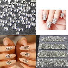 Load image into Gallery viewer, 4574pcs Nail Art Rhinestones Clear Nail Crystal Flat Back Circular Glass Studs Stones for 3D Nails Art Decorations Manicure Tools（1.3mm - 4.8mm) (Crystal Clear)
