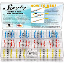 Load image into Gallery viewer, 120PCS Solder Seal Wire Connectors - Sopoby Heat Shrink Solder Connectors - Waterproof Solder Butt Connector Kit Insulated Automotive Marine Electrical Wire Terminals
