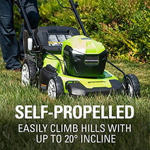 Load image into Gallery viewer, Greenworks 40V 21" Brushless (Smart Pace) Self-Propelled Lawn Mower, 2 x 4Ah USB (Power Bank) Batteries and Charger Included MO40L4413
