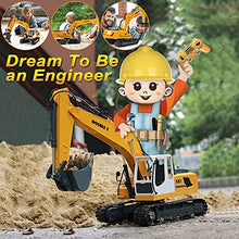 Load image into Gallery viewer, DOUBLE E Remote Control Truck RC Excavator Toy 17 Channel 3 in 1 Claw Drill Metal Shovel Real Hydraulic Electric RC Construction Vehicle with Working Lights
