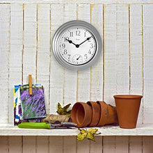 Load image into Gallery viewer, Equity by La Crosse 29007 Outdoor Thermometer &amp; Humdity Wall Clock, 8", Metallic Silver
