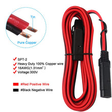 Load image into Gallery viewer, KUNCAN 12FT Sae to Sae 2 Pin Extension Cable DC Power 16awg Heavy Duty Battery Quick Disconnect/Connect Wire Harness with Sae Connectors with Dust Cap
