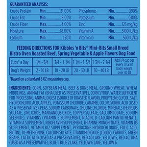 Kibbles 'N Bits Small Breed Mini Bits Savory Beef & Chicken Flavors Bonus Bag Dry Dog Food, 4.2 Lb