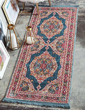 Load image into Gallery viewer, Unique Loom Baracoa Collection Bright Tones Vintage Traditional Turquoise Runner Rug (2' 2 x 6' 0)
