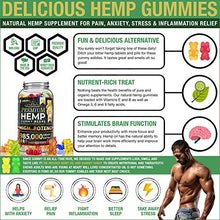 Load image into Gallery viewer, Hemp Gummies Premium 985,000 High Potency - Fruity Gummy Bear with Hemp Oil - Natural Hemp Candy Supplements for Pain, Anxiety, Stress &amp; Inflammation Relief - Promotes Sleep and Calm Mood
