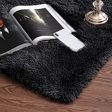 Load image into Gallery viewer, Ophanie Small Area Rug, 2 x 3 Feet Throw Rug, Fluffy Shag Fuzzy Soft Black Rugs for Bedroom, Plush Shaggy Bedside Indoor Floor Room Carpet for Kids Baby Teen Dorm Home Decor Aesthetic, Nursery
