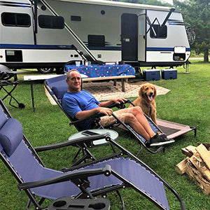 Homall Zero Gravity Chair Patio Folding Lawn Lounge Chairs Outdoor Lounge Gravity Chair Camp Reclining Lounge Chair with Cup Holder Pillows for Poolside Backyard and Beach Set of 2 (Blue)