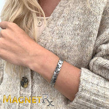 Load image into Gallery viewer, MagnetRX® Women's Ultra Strength Magnetic Therapy Bracelet - Arthritis Pain Relief &amp; Carpal Tunnel Titanium Magnetic Bracelets for Women - Adjustable Length with Sizing Tool (Silver)
