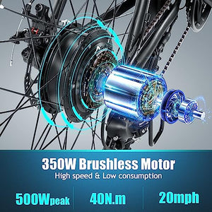 ANCHEER Electric Bike for Adults, 26" Electric City Commuter Bike with 48V/10.4AH Removable Battery, 3.5H Fast Charge, Low Frame, Soft Seat, Step-Thru Ebike with 350W/500W Peak Motor for Women Men