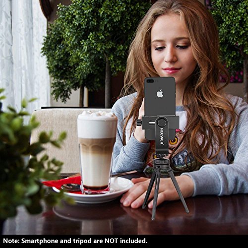 Load image into Gallery viewer, Neewer Smartphone Holder Vertical Bracket with 1/4-inch Tripod Mount - Phone Clip Tripod Adapter for iPhone X 8 7 Plus 7 6 Plus, Samsung S8 S7 S6 and Other Phones Within 1.9-3.9 inches Width (Black)