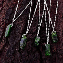 Load image into Gallery viewer, Handmade Rough Green Chrome Diopside Natural Raw Crystals Pendant Necklace Energy Gemstone Healing Crystals, Birthday, Gift for her, 925 Sterling Silver Jewelry 18 inch A+ Quality
