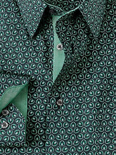 Load image into Gallery viewer, Paul Fredrick Men's Classic Fit Non-Iron Cotton Deco Dress Shirt Black/Green 20.0/37 DWS020B
