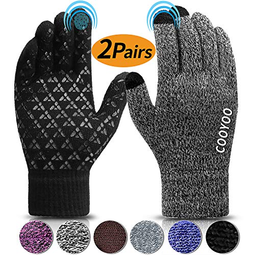 COOYOO Winter Gloves for Women and Men,Touchscreen Gloves,Knit Wool,Running Gloves,Anti-Slip Silicone Gel - Elastic Cuff - Thermal Soft Wool Lining