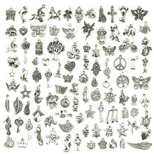 Load image into Gallery viewer, Wholesale Bulk Lots Jewelry Making Silver Charms Mixed Smooth Tibetan Silver Metal Charms Pendants DIY for Necklace Bracelet Jewelry Making and Crafting, JIALEEY 100 PCS
