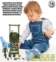 Load image into Gallery viewer, Click N&#39; Play Military Lookout Watch Tower 16 Piece Play Set with Accessories. , Green
