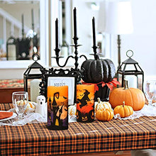 Load image into Gallery viewer, DRomance Flameless Flickering Candles Battery Operated with 6 Hour Timer, Set of 3 Real Wax LED Pillar Candles Warm Light with Castle, Witch, Bats Decal Halloween Decor Candles for Kids(D3&quot; x H6&quot;)

