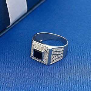 Gem Stone King Men's 925 Sterling Silver White and Black Ring (1.37 Carat) (Size 10)