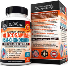 Load image into Gallery viewer, Glucosamine Chondroitin MSM Turmeric for Hip, Joint &amp; Back Pain Relief. Anti Inflammatory Supplement with Hyaluronic Acid, Collagen, Boswellia, Bromelain &amp; Fruitex-B. Gluten Free &amp; Non GMO
