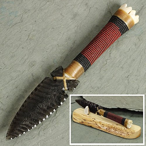 Atlanta Cutlery Beaded Bone Obsidian Blade Knife